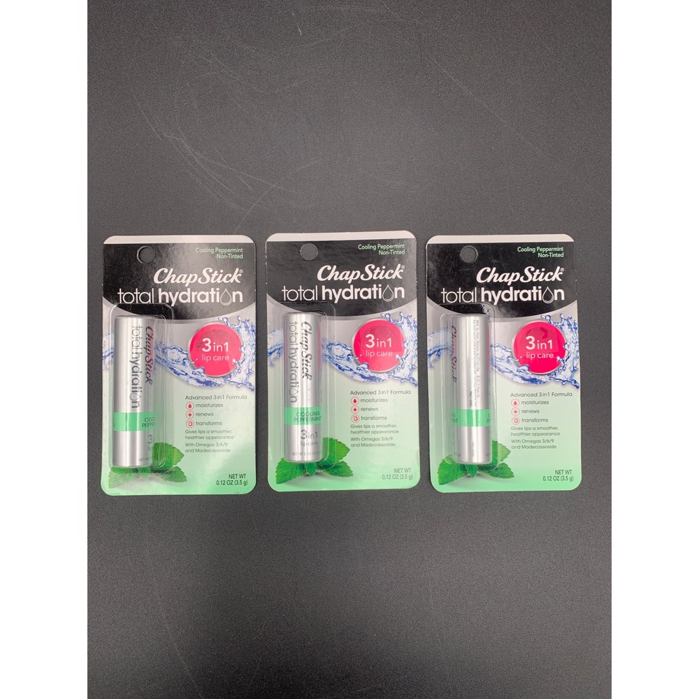 ChapStick Total Hydration Cooling Peppermint Lip Balm 0.12oz 3 Pack